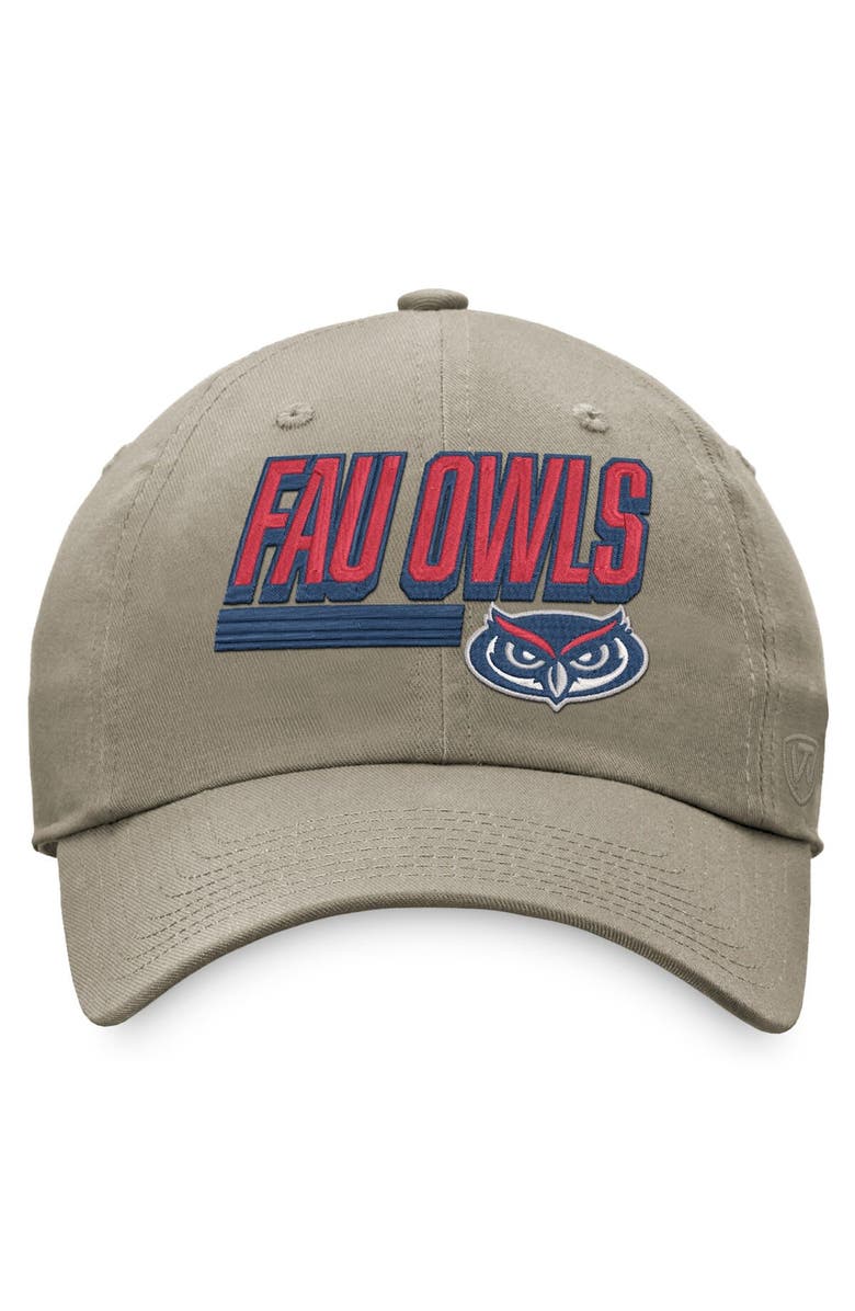 TOP OF THE WORLD Men's Top of the World Khaki Florida Atlantic Owls Slice Adjustable Hat, Alternate, color,