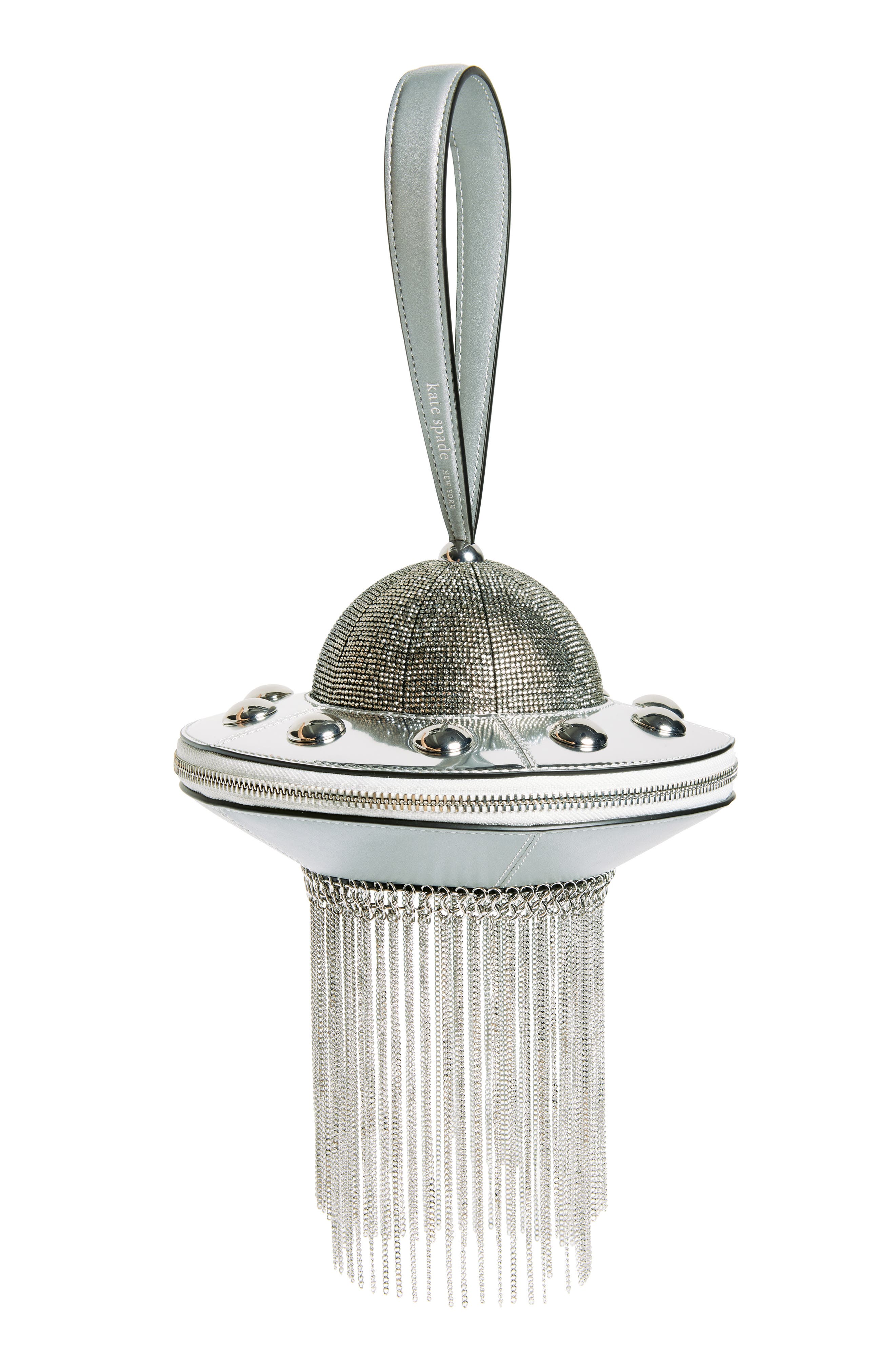 Kate Spade New York spaced out embellished leather UFO handbag in Silver 