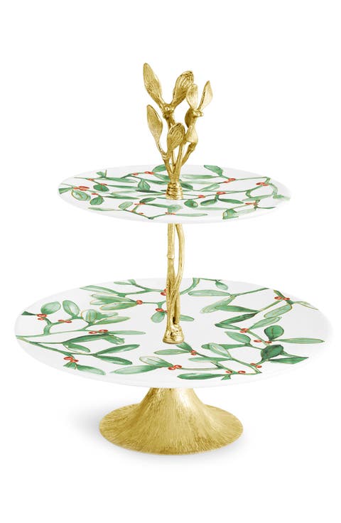 Mistletoe 2-Tier Porcelain Tray