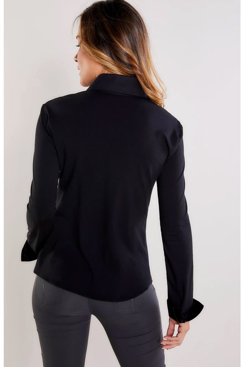 Alida Button Down Poplin Shirt, Alternate, color, Black