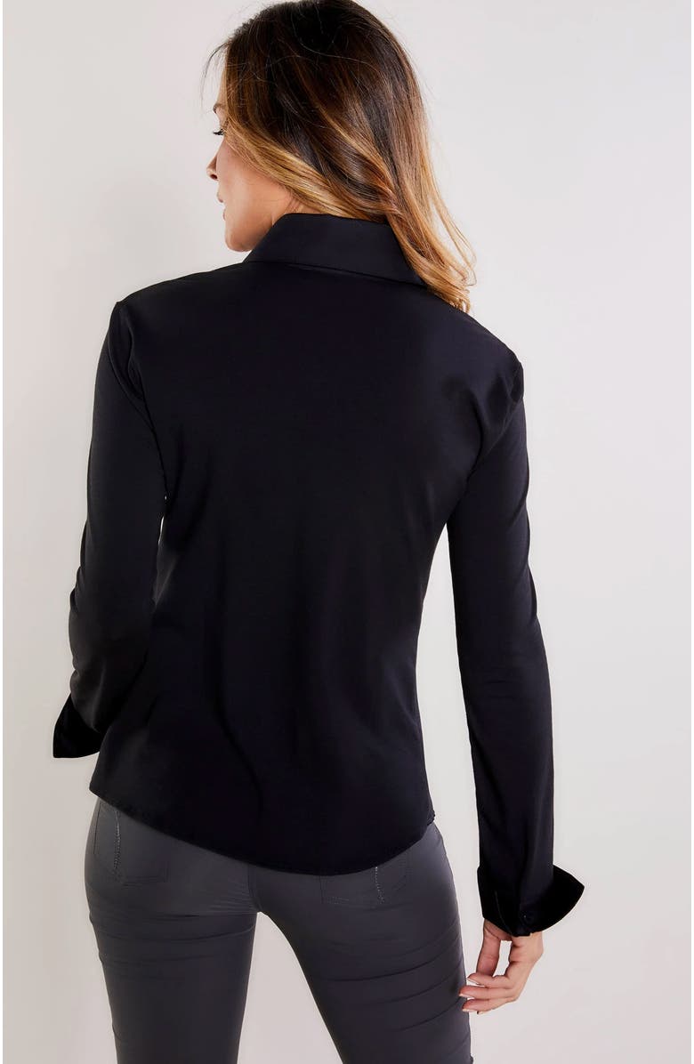 Anatomie Alida Button Down Poplin Shirt, Alternate, color, Black