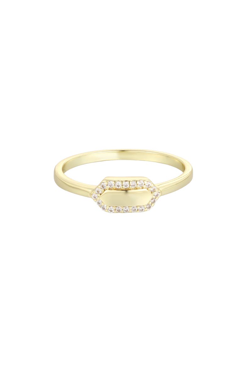 14k Gold Plated Cubic Zirconia Elongated Bar Ring, Alternate, color, GOLD