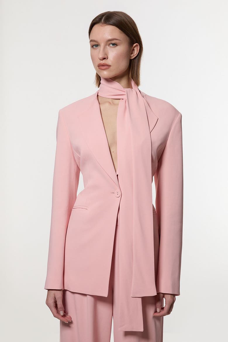 Tie Neck Blazer, Main, color, Pink