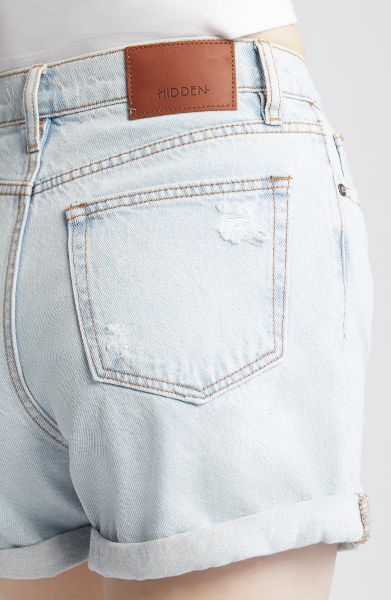 HIDDEN JEANS High Waist Rolled Cuff Denim Shorts, Alternate, color, Light Wash