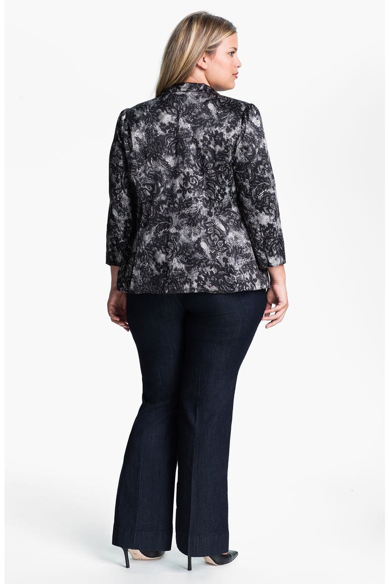 Lace Print Blazer, Alternate, color, BLACK/ WHITE
