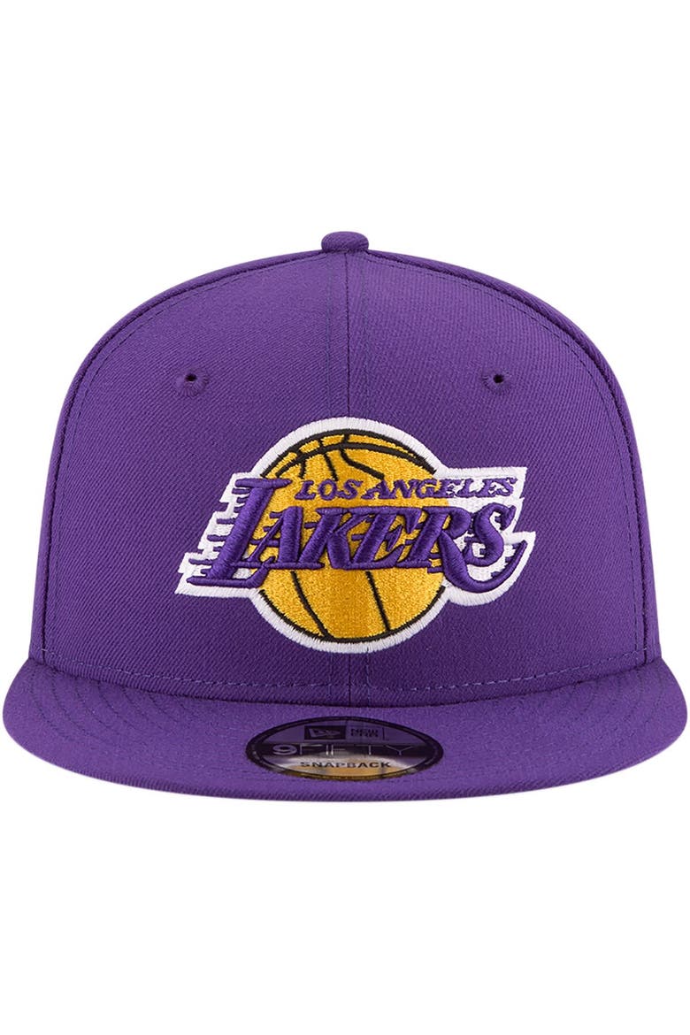 Men's New Era Purple Los Angeles Lakers Official Team Color 9FIFTY Snapback Hat, Alternate, color, Purple