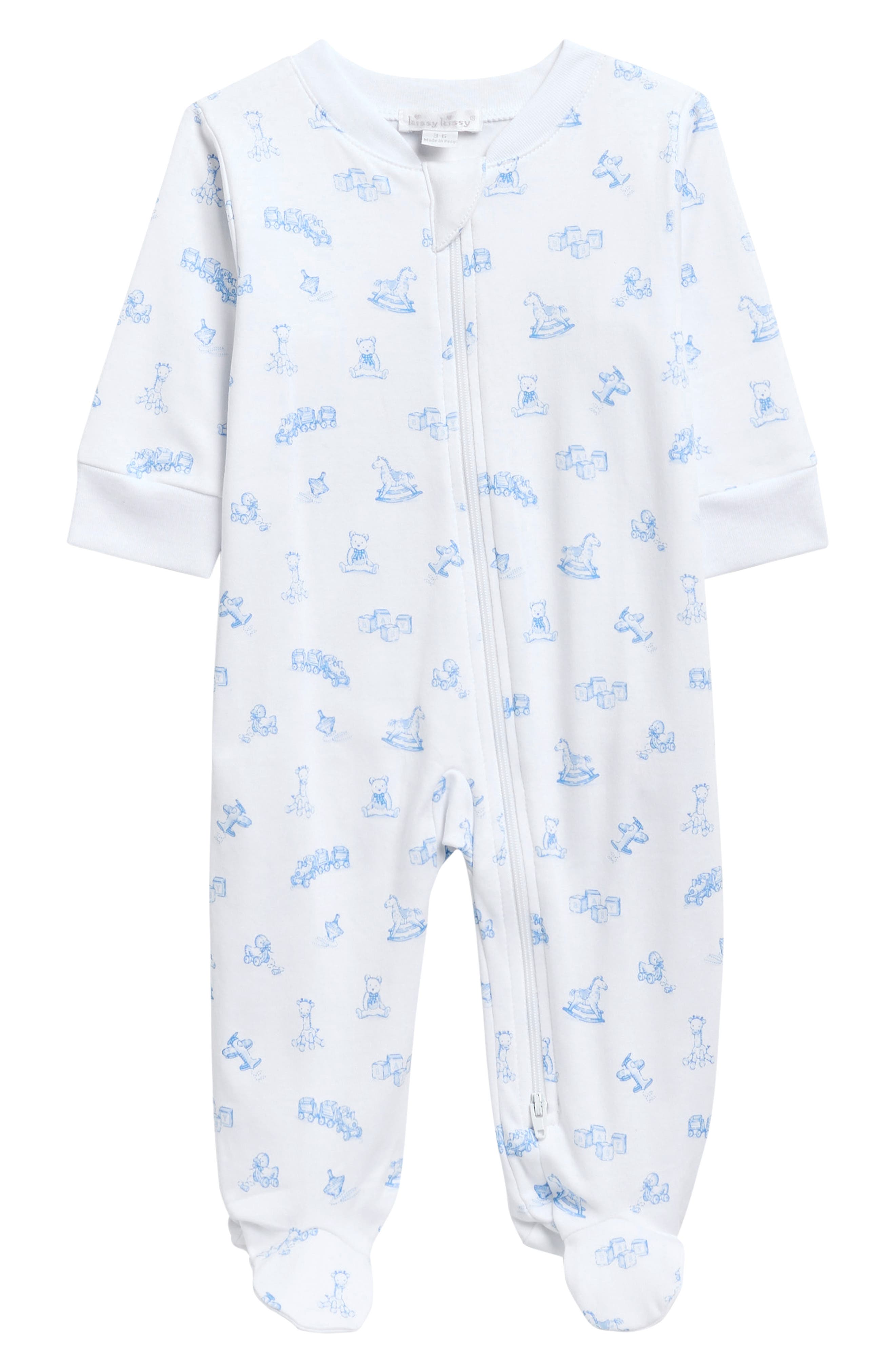 Kissy Kissy Babies'  Print Pima Cotton Footie In Burgundy