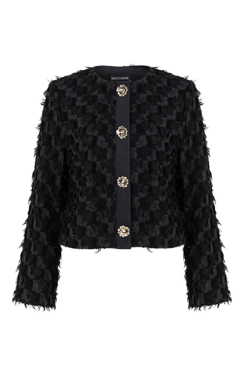 Nocturne Collarless Tassel Textured Jacket, Alternate, color,