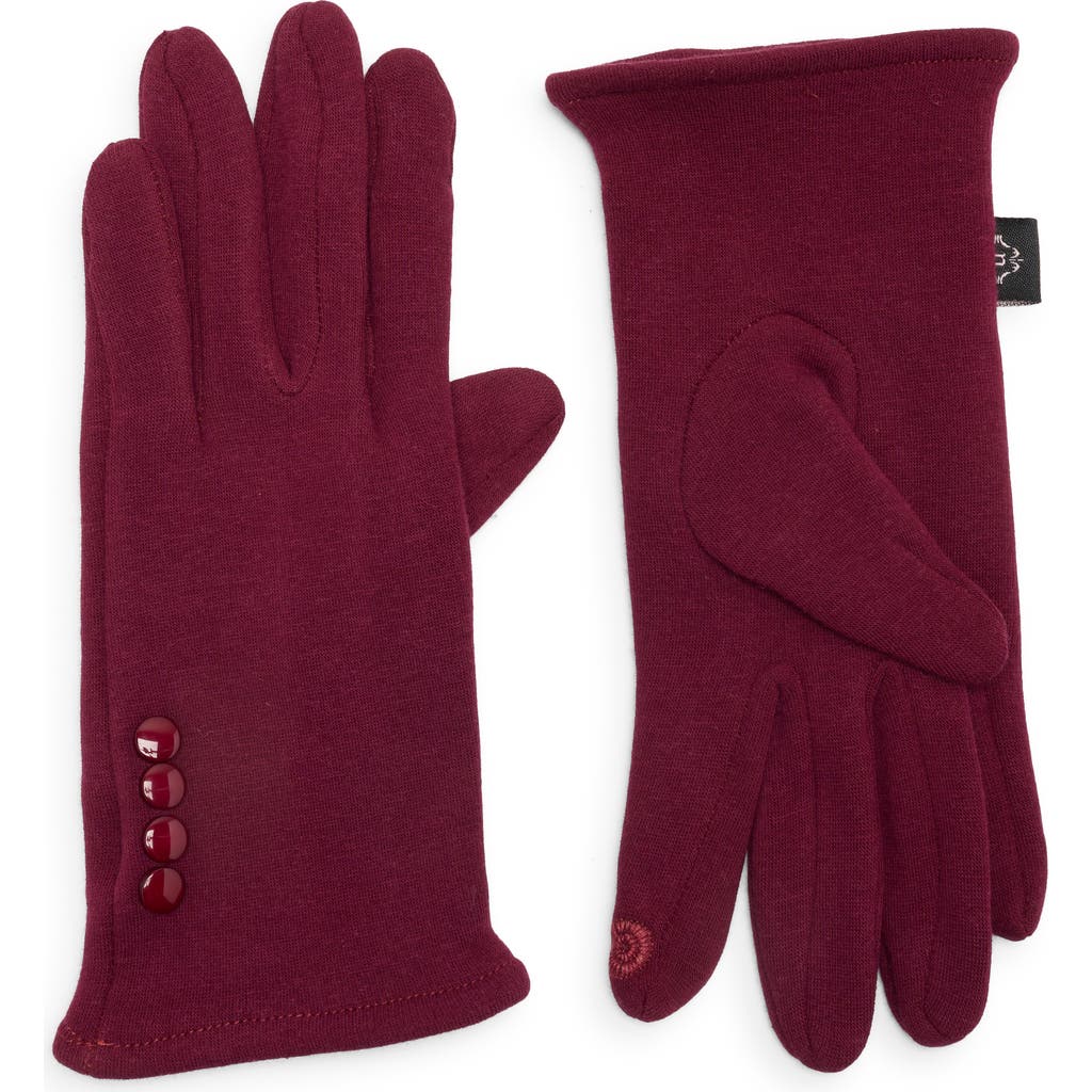 Nanette Lepore Button Knit Gloves In Burgundy