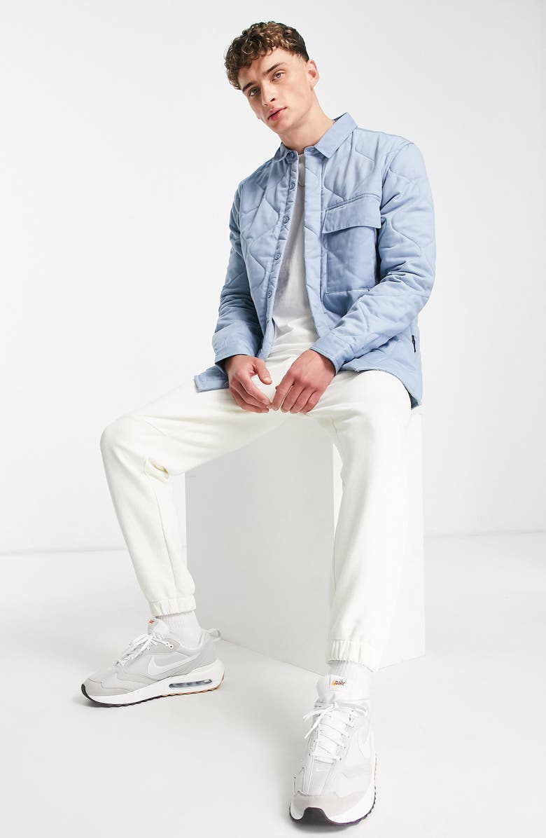 Topman Quilted Button-Up Shirt Jacket, Alternate, color, 