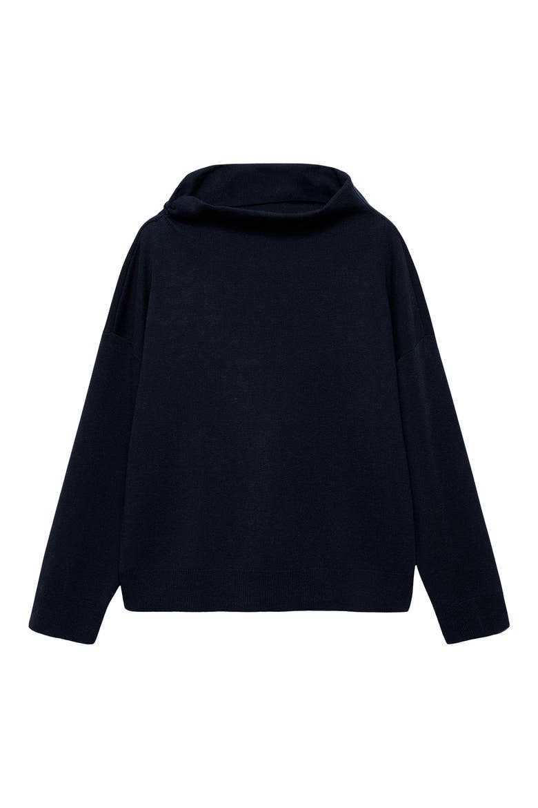 Asymmetric Mock Neck Off the Shoulder Sweater, Alternate, color, DARK NAVY