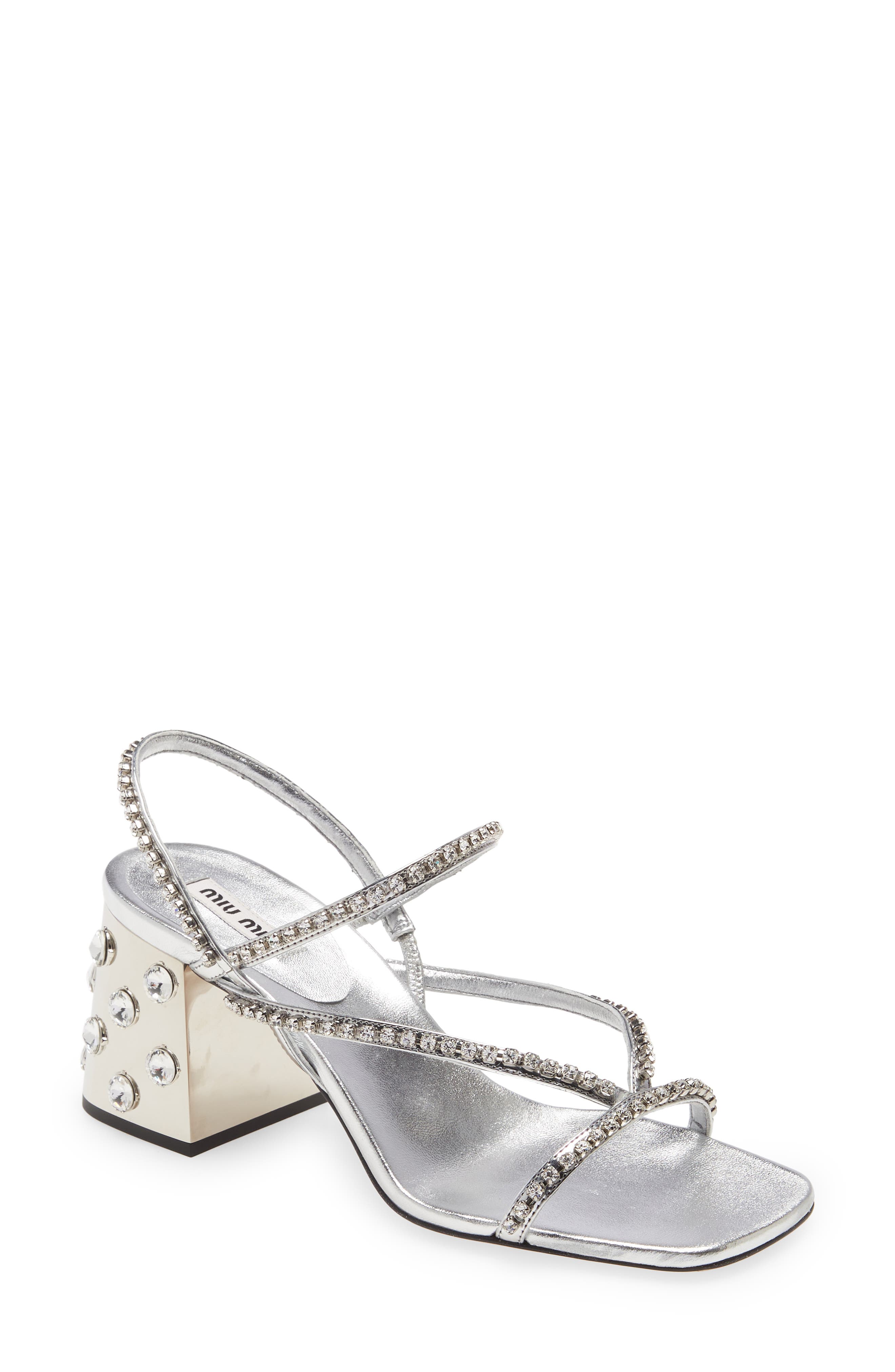 Crystal Embellished Block Heel Sandal, Main, color, ARGENTO