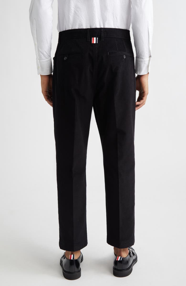 Thom Browne Cotton Corduroy Tapered Leg Chinos, Alternate, color, Black