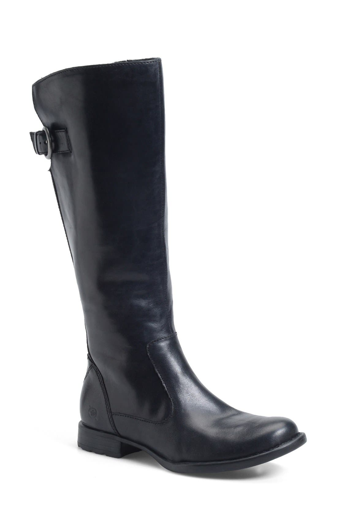 'Lottie' Round Toe Boot, Main, color, BLACK