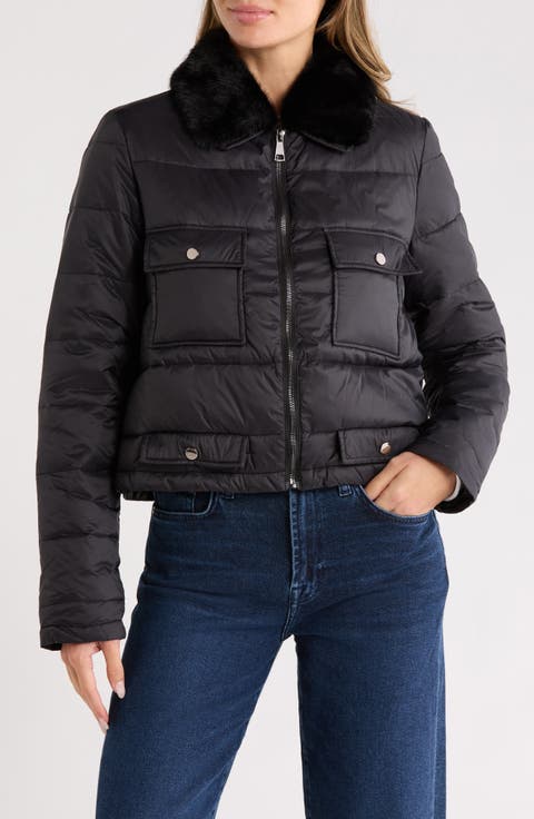 Faux Fur Collared Puffer Jacket