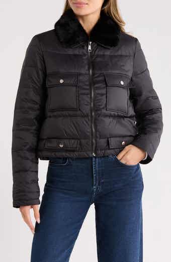La Fiorentina Faux Fur Collared Puffer Jacket