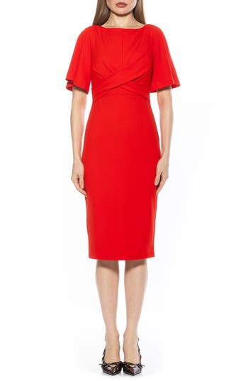 Alexia Admor Ariah Flutter Sleeve Sheath Dress In Red