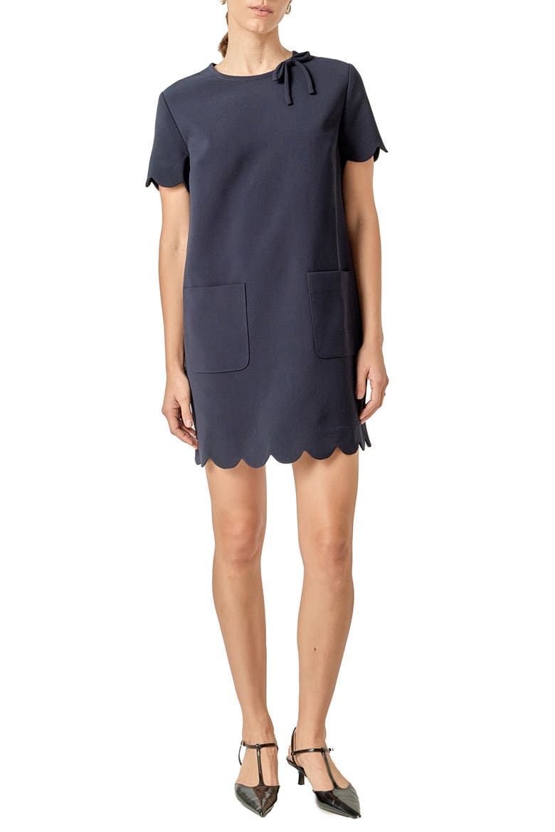 Scallop Minidress, Main, color, NAVY