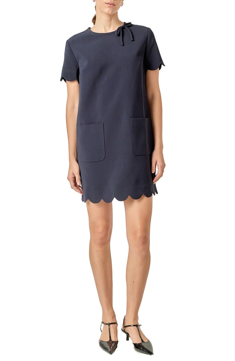 English Factory Scallop Minidress, Main, color, Navy