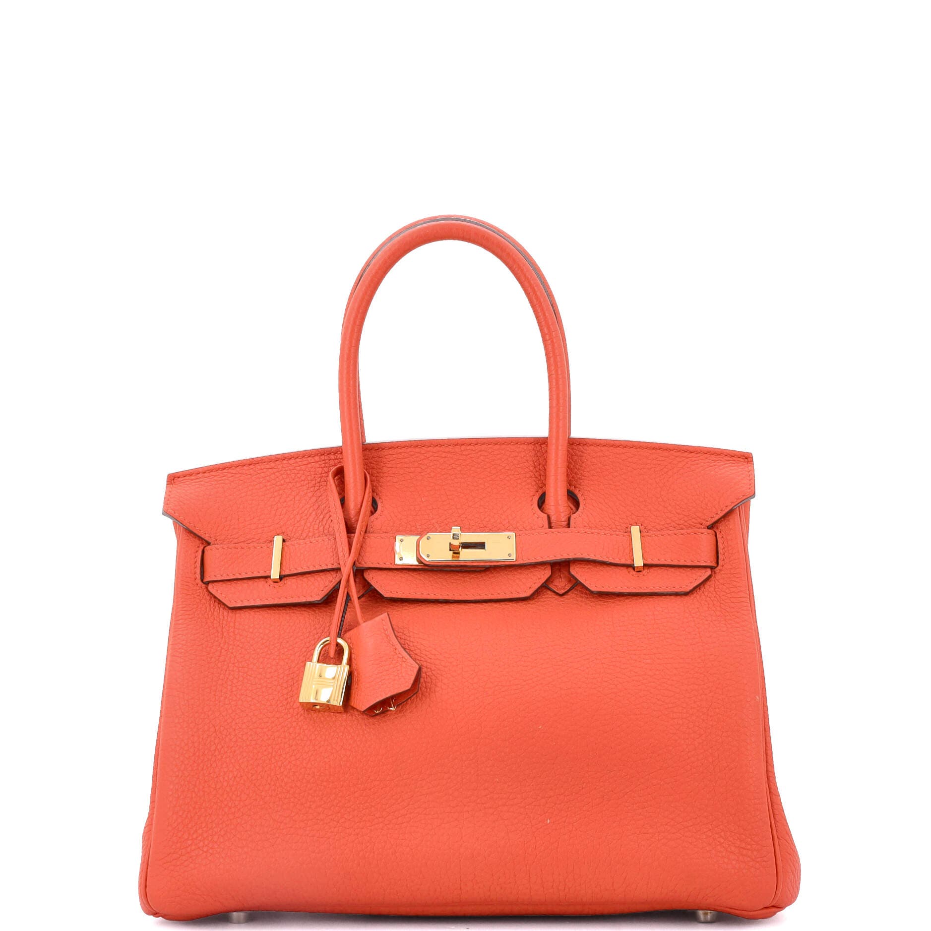 Pre-Owned Hermes Birkin Handbag Orange Togo with Gold Hardware 30, Main, color, 