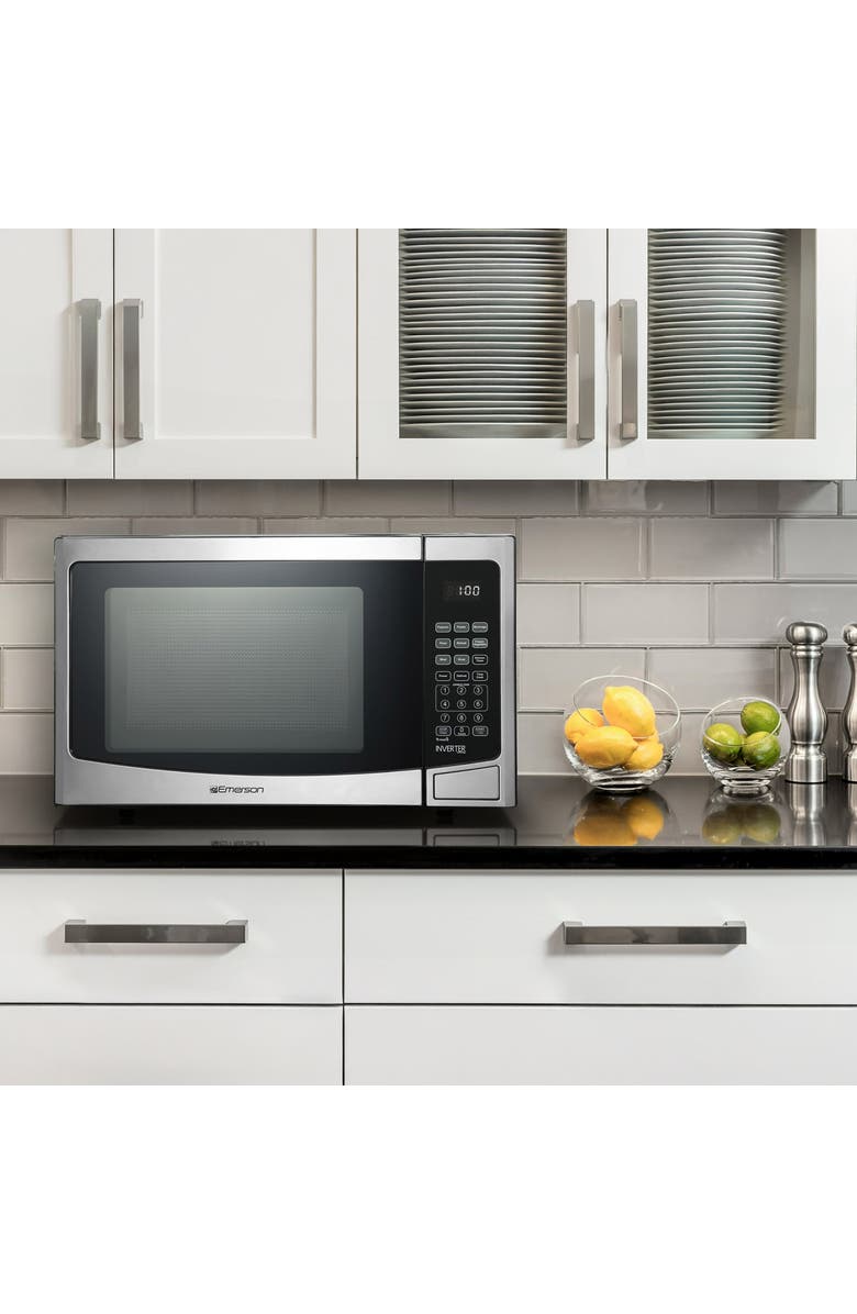 EMERSON 1.2 Cu ft 1000 Watt Countertop Microwave Oven, Alternate, color, Silver