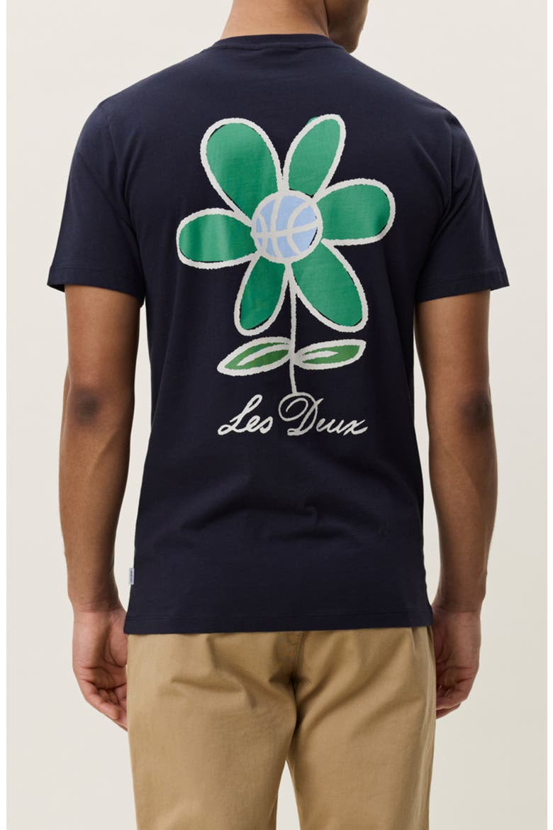 Flower Organic Cotton Graphic T-Shirt, Alternate, color, DARK BLUE NIGHT