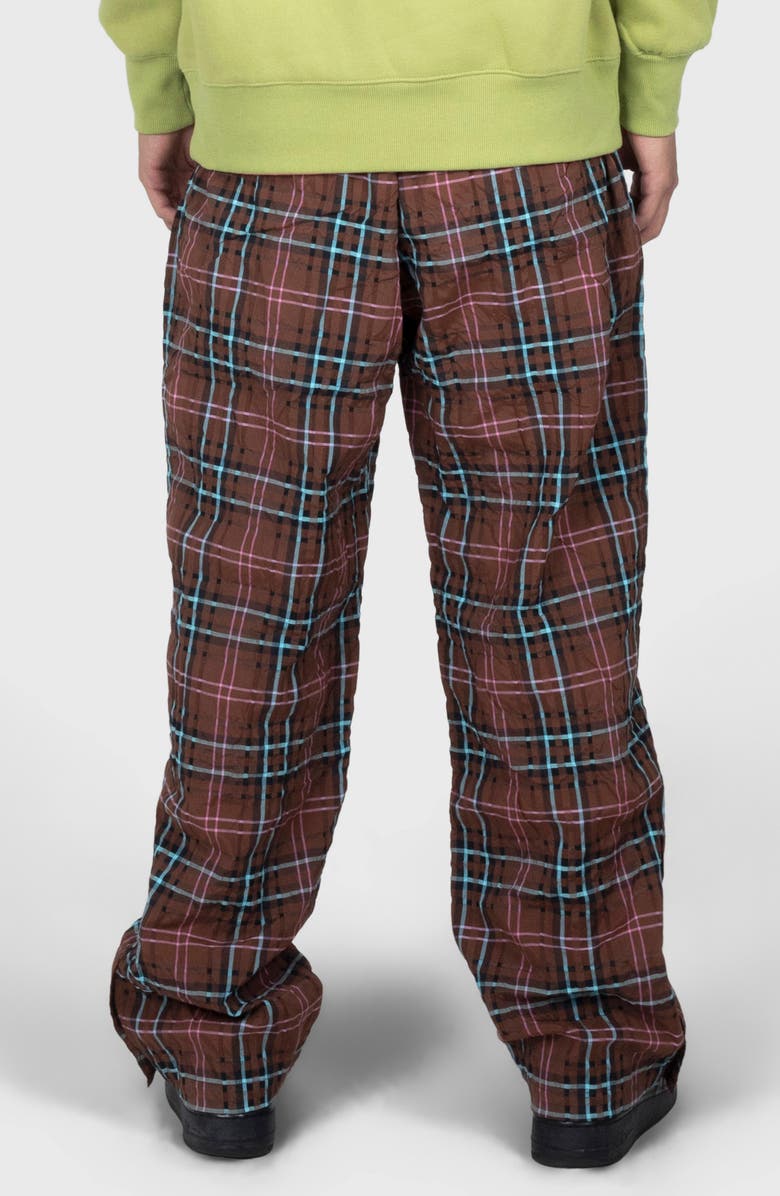 PLEASURES x Boiler Room Practice Plaid Track Pants, Alternate, color, Brown