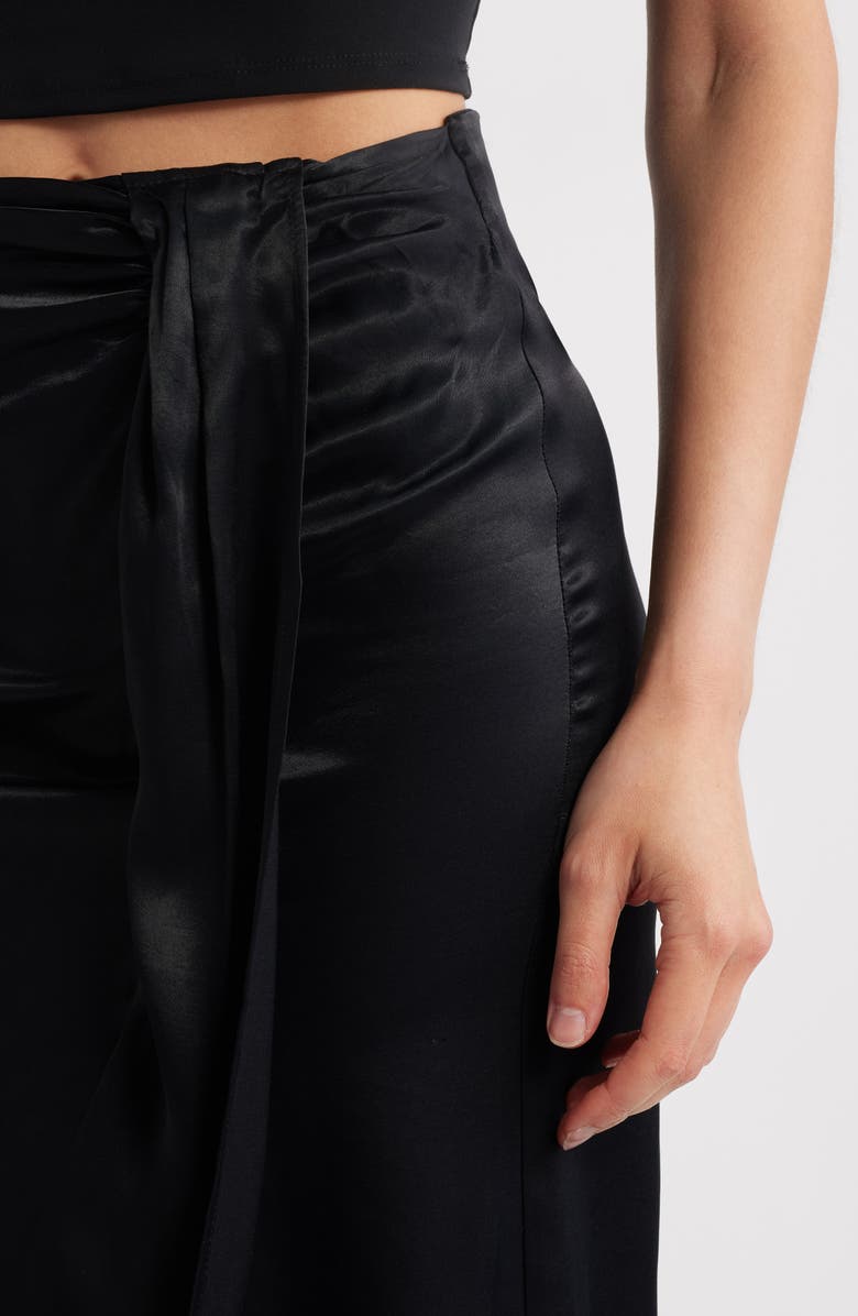 Topshop Ruched Front Vent Satin Maxi Skirt, Alternate, color, 