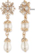 Marchesa Imitation Pearl Linear Drop Earrings