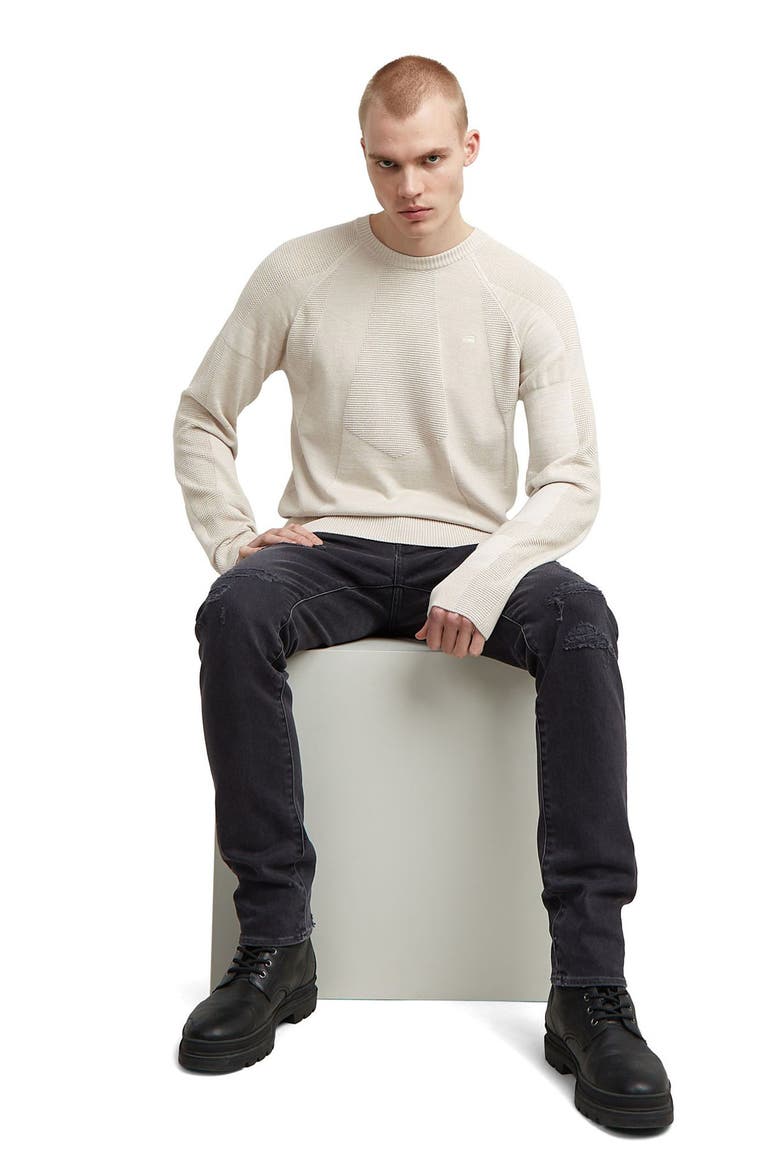 3D Biker Textureblock Crewneck Sweater, Alternate, color, WHITE BAIT MULTI