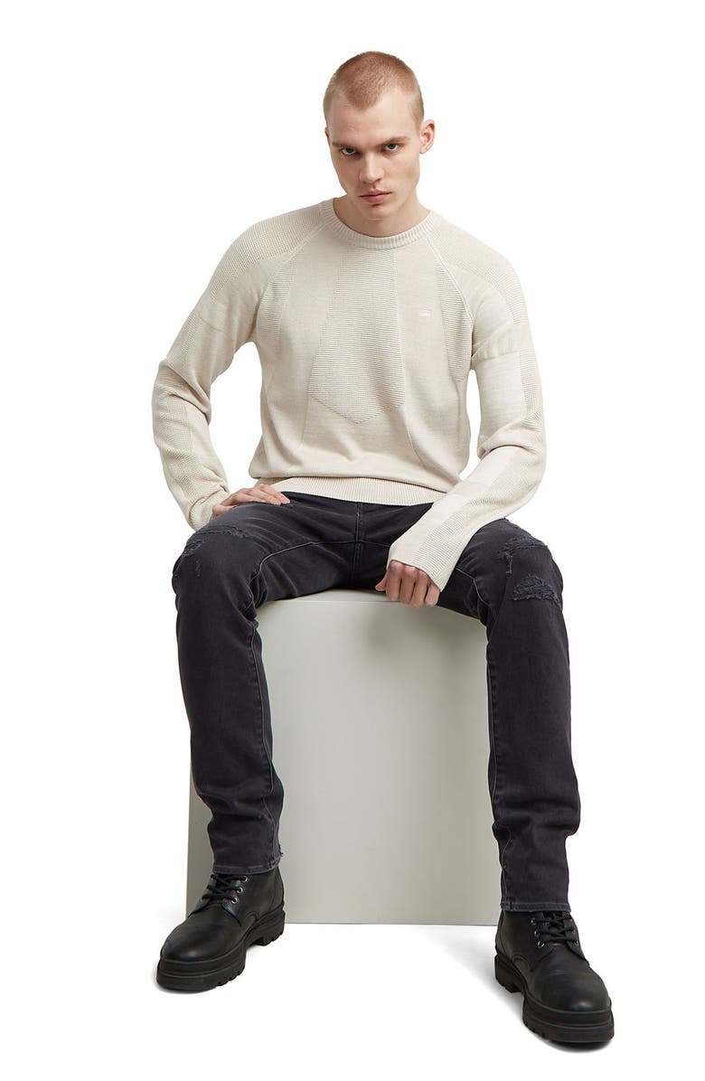 G-STAR 3D Biker Textureblock Crewneck Sweater, Alternate, color, White Bait Multi