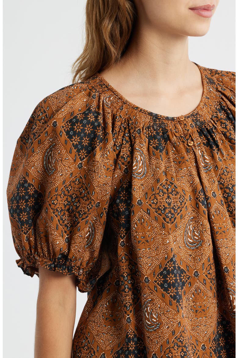 The Moorland Puff Sleeve Top, Alternate, color, GEO BANDANA PRINT