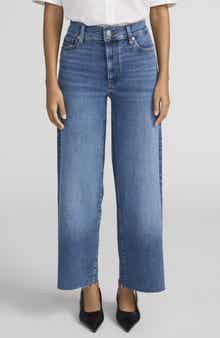 Le Pixie Slim Palazzo Raw Hem Wide Leg Jeans