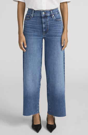 Le Pixie Slim Palazzo Raw Hem Wide Leg Jeans