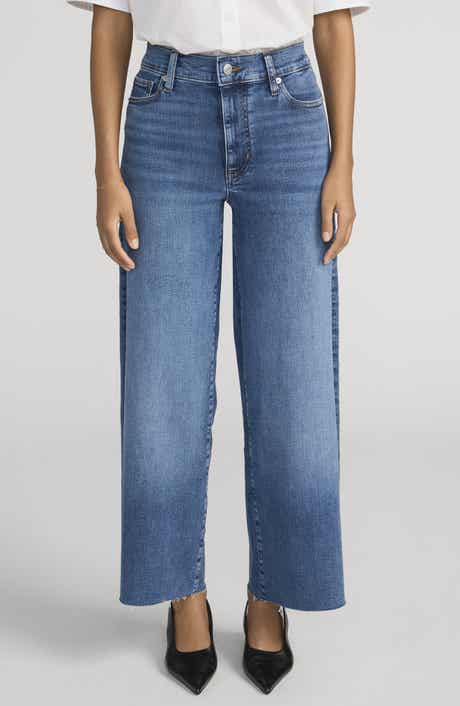 Le Pixie Slim Palazzo Raw Hem Wide Leg Jeans