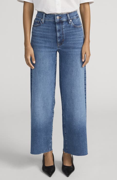 FRAME Le Pixie Slim Palazzo Raw Hem Wide Leg Jeans (Canals Raw After)