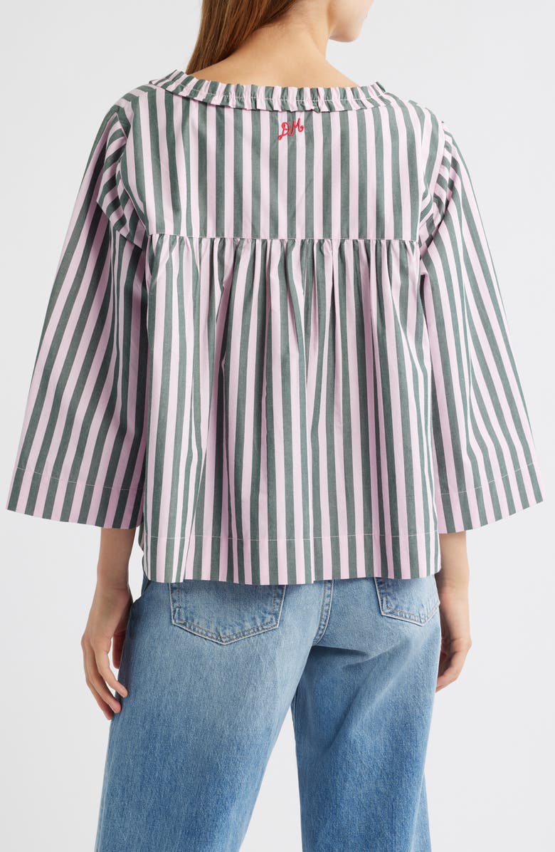 Damson Madder Leilani Ruffle Organic Cotton Top, Alternate, color, Pink/ Green Multi