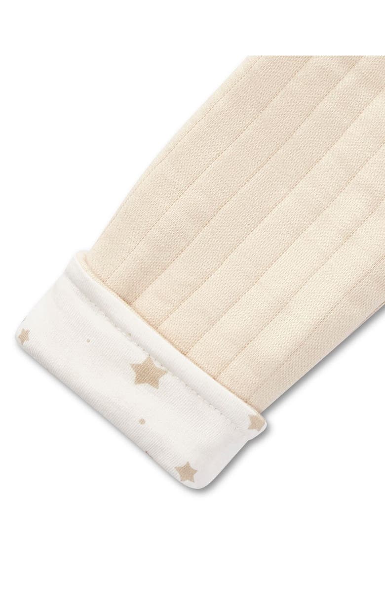 MiniMoi Baby Hooded Reversible Cotton Rich Star-Print Quilted Jacket, Alternate, color, Oatmeal-Winter White