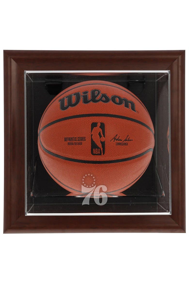 Philadelphia 76ers Brown Framed Wall-Mounted Team Logo Basketball Display Case, Main, color, Brown