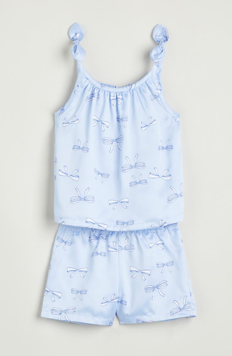 Nordstrom Kids' Bow Trim Satin Short Pajamas, Main, color, Blue Dazzle Bows