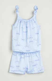 Nordstrom Kids' Bow Trim Satin Short Pajamas