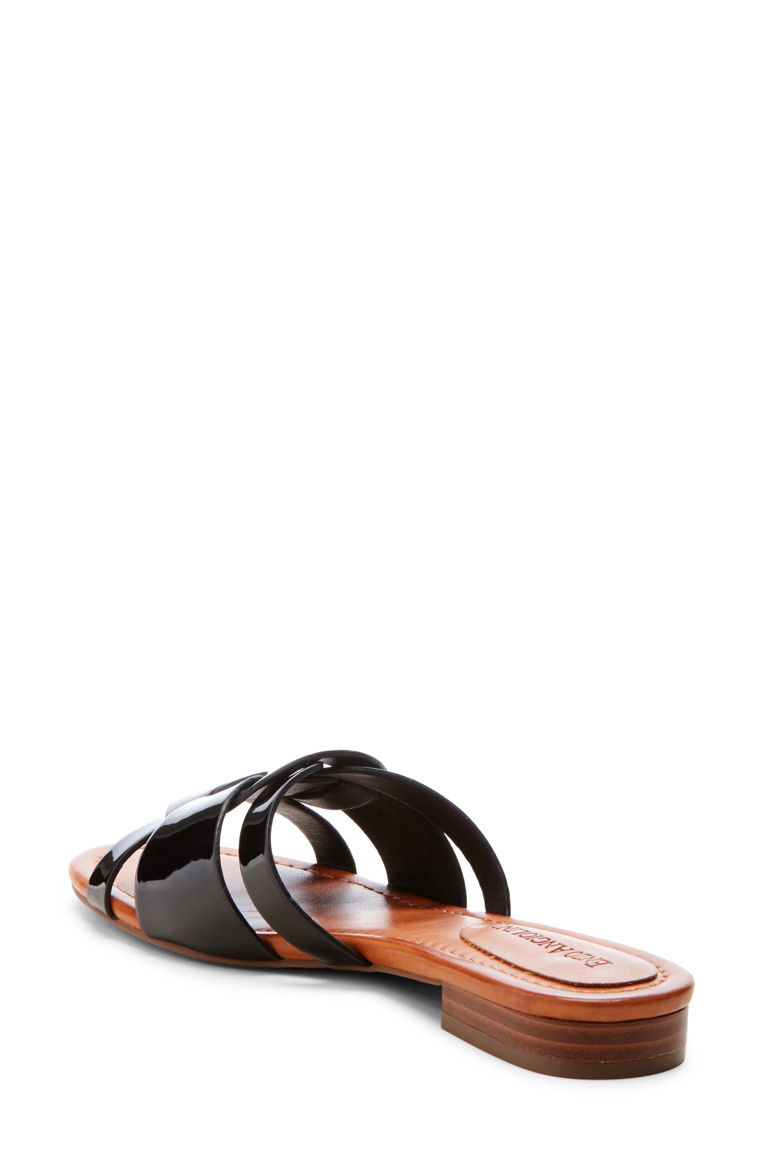 Golda Slide Sandal, Alternate, color, BLACK FAUX PATENT