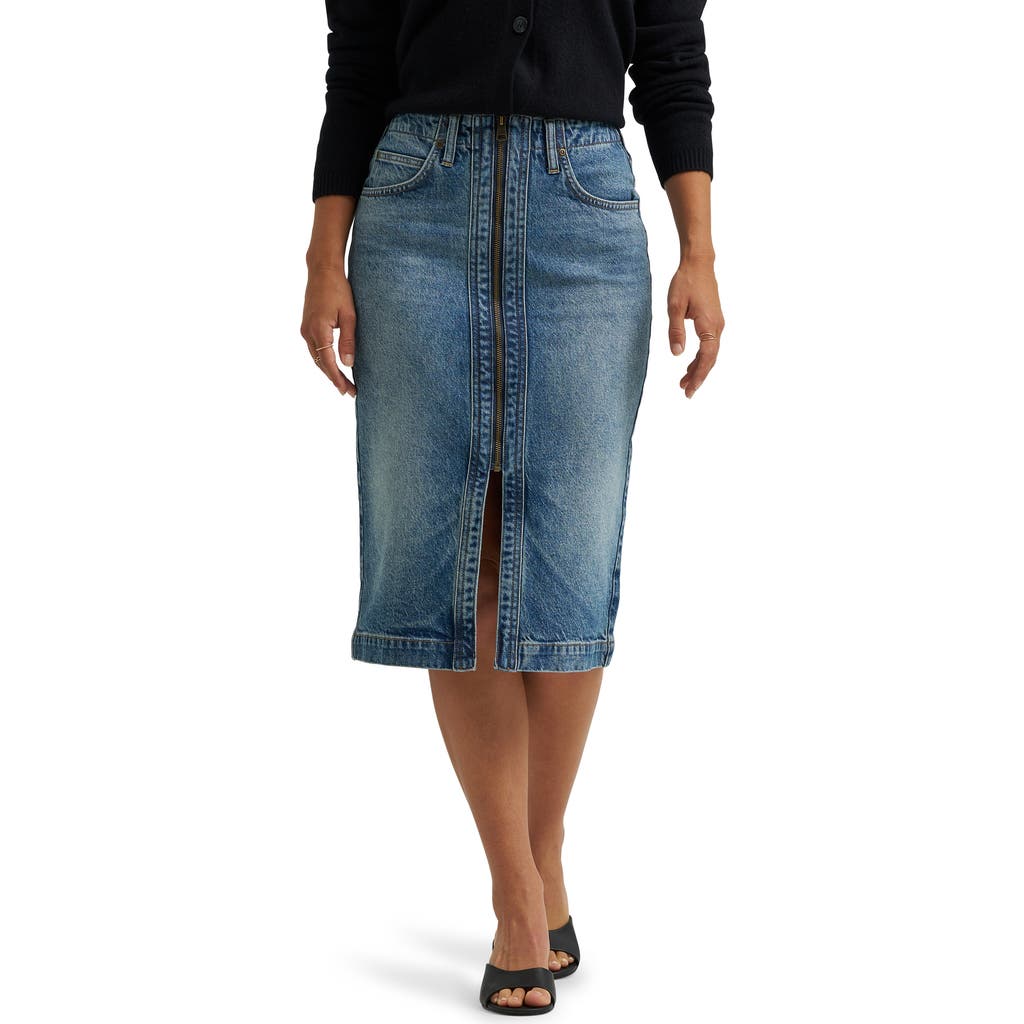 Lee Zip Front Denim Skirt In Blue