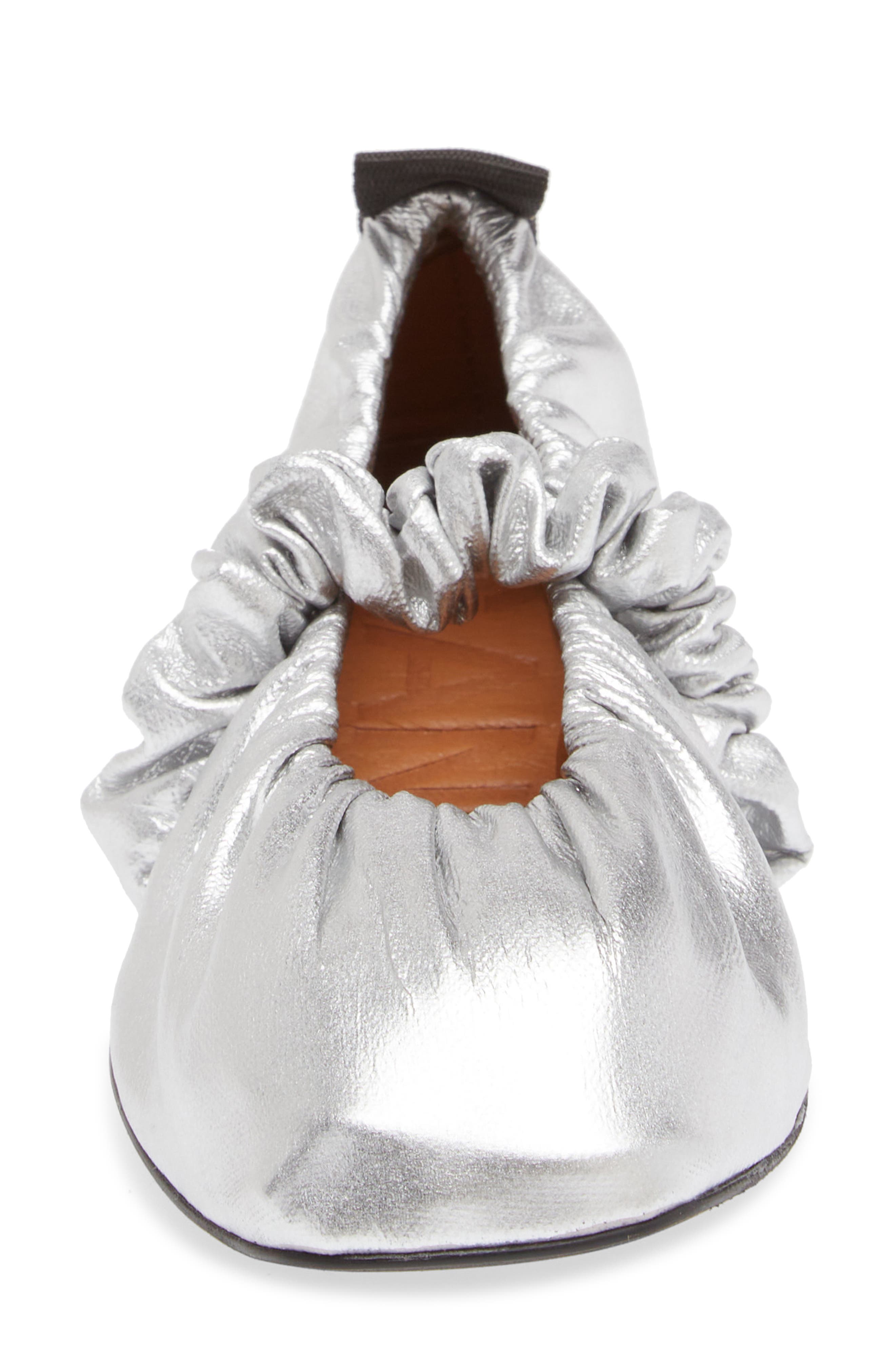 Soft Square Toe Ballerina Flat, Alternate, color, SILVER
