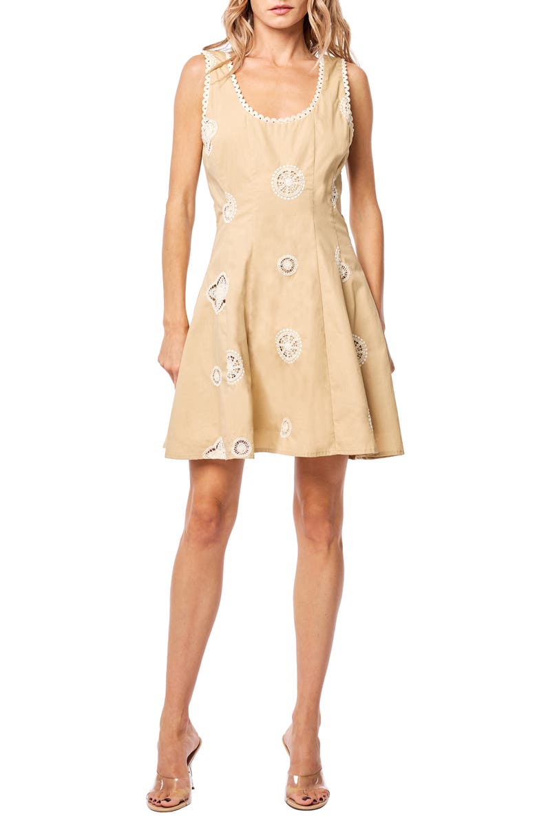 CIEBON Letty Embroidered Fit & Flare Dress, Main, color, Taupe