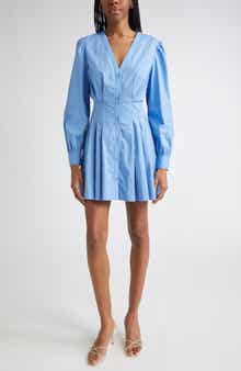 Julianna Pleated Long Sleeve Poplin Minidress