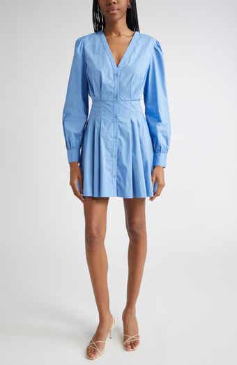 Julianna Pleated Long Sleeve Poplin Minidress