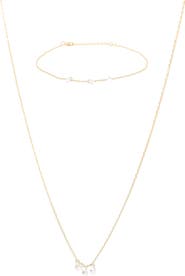 Bearfruit Jewelry Sterling Silver 18k Gold Plated Emmeline Necklace & Bracelet Set Dainty