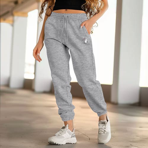 Dalix Womens Heartly Ghost Embroidered Fleece Sweatpants In Htr Gray