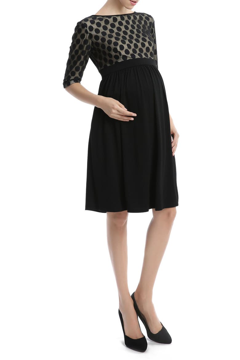 'Charlie' Maternity Dress, Alternate, color, BLACK/ BEIGE